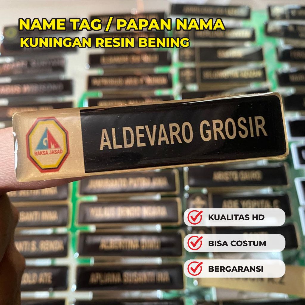 

PAPAN NAMA / NAMETAG KUNINGAN PAKAI LOGO BISA COSTUM & COD