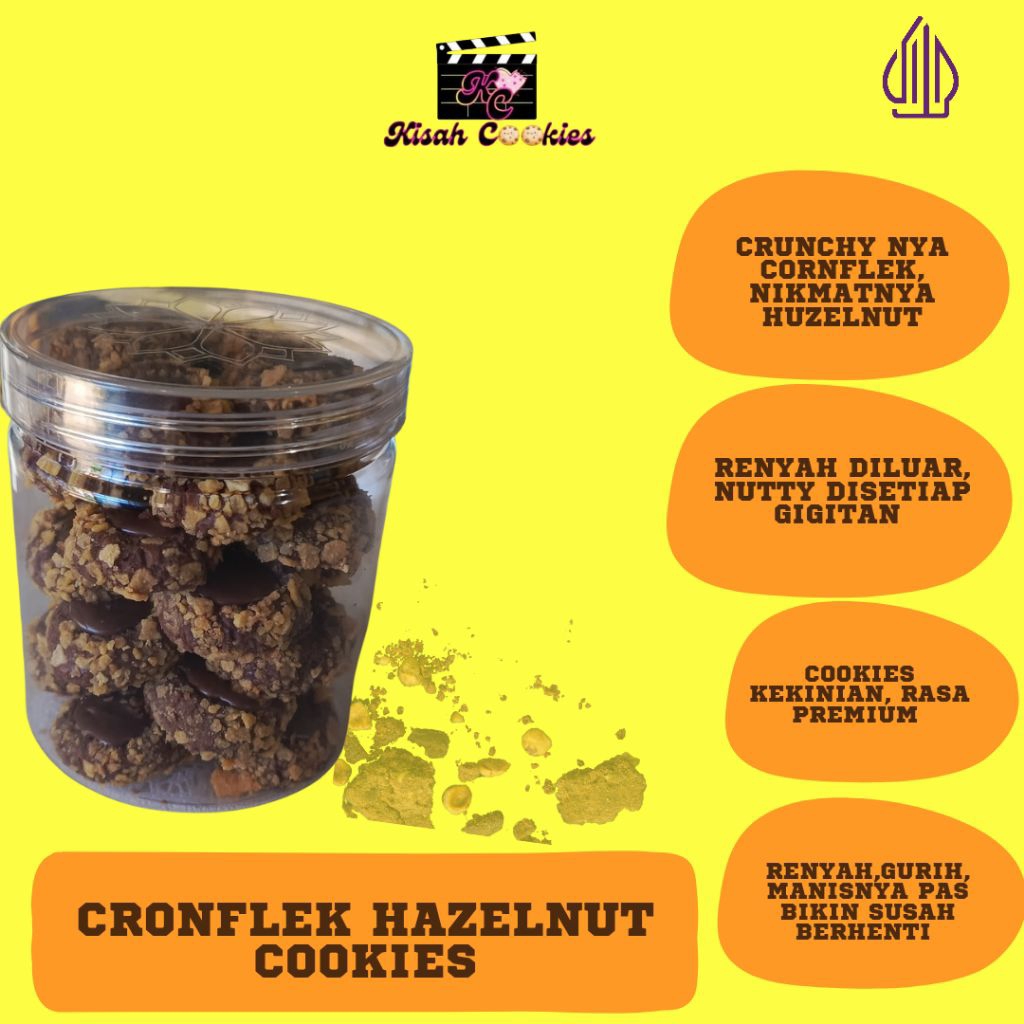 

Cronflek Hazellnut Cookies Cemilan Manis Toples Food Coklat Kering Biskuit Chocolate