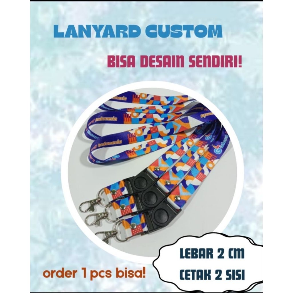 

CETAK TALI LANYARD PRINTING SUBLIM 2 MUKA 2 CM eceran LANYARD IDCARD / KALUNG ID CARD
