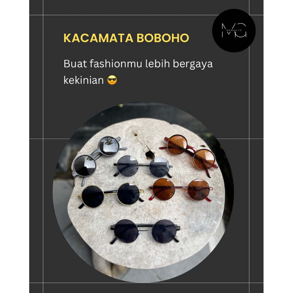 (COD) KACAMATA PRIA HITAM KACAMATA BULAT JOHN LENNON KACAMATA BOBOHO