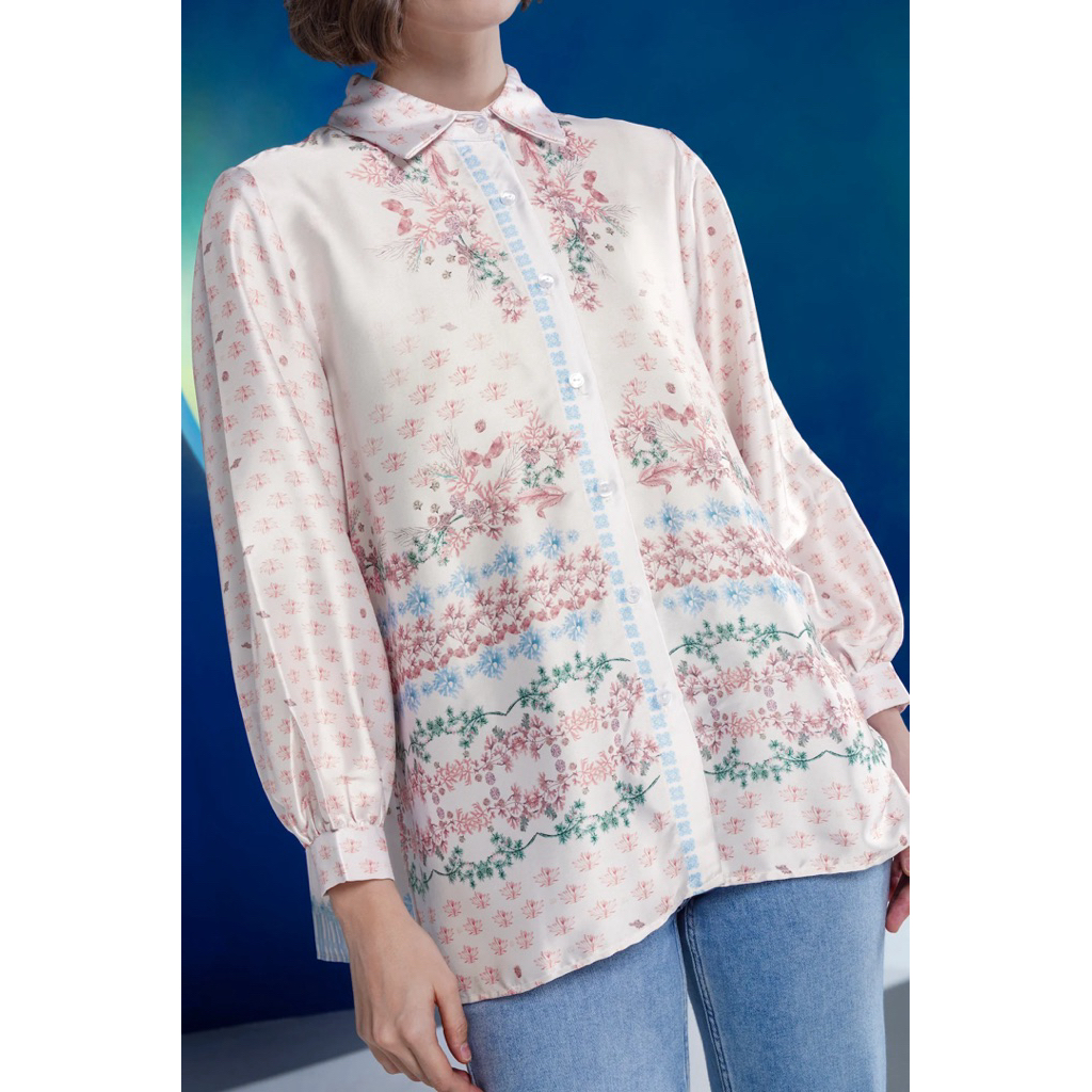 Benang Jarum Coral Dreams Pleated Shirt - Jellyfish