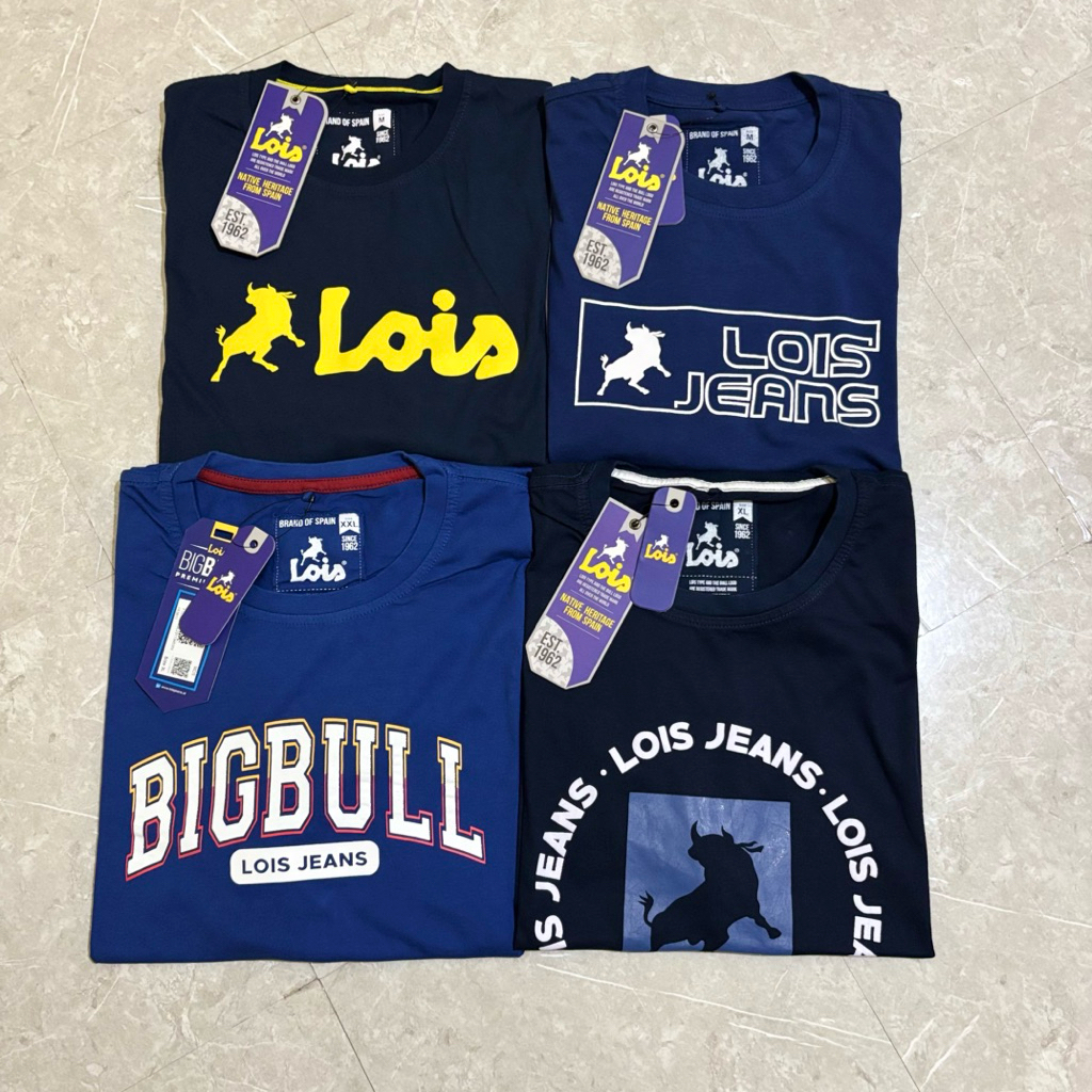 kaos lois pria original Navy/Biru