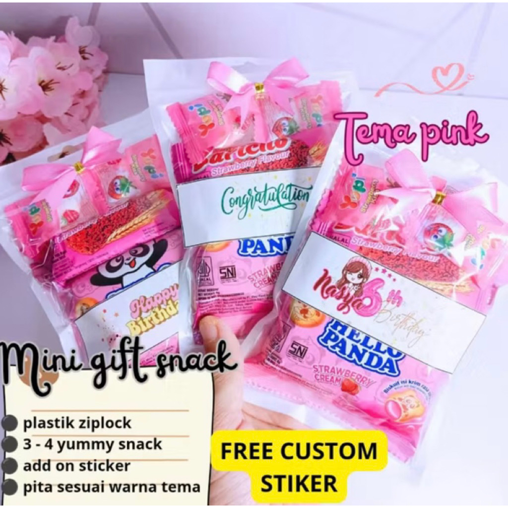 

mini gift snack satu set isi 3-4 snack bebas pilih warna dan tema
