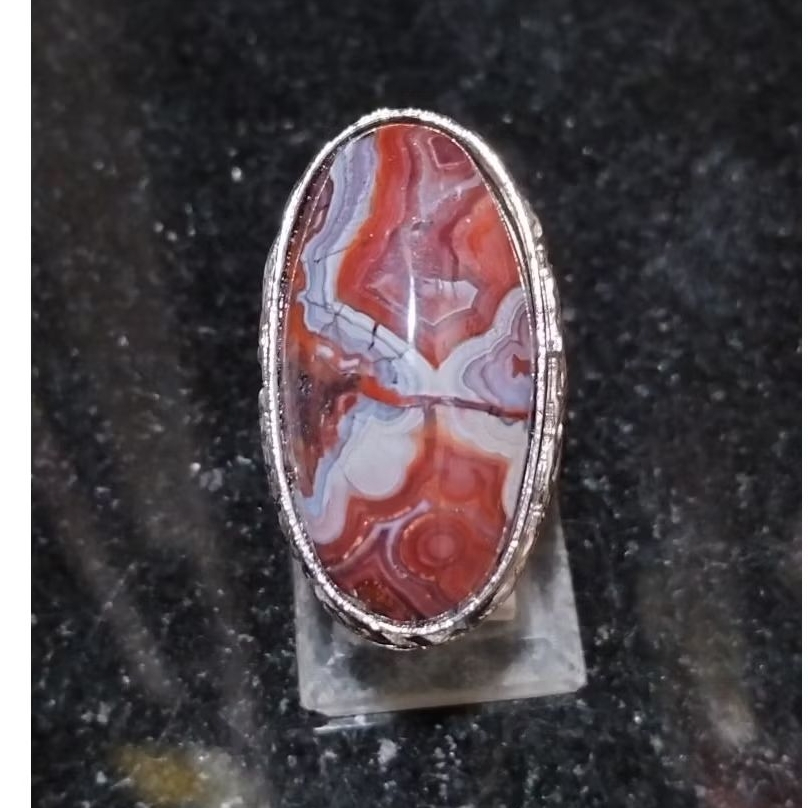 Cincin batu natural sakral Mexico agate crazy lace agate Mexico unik sakral