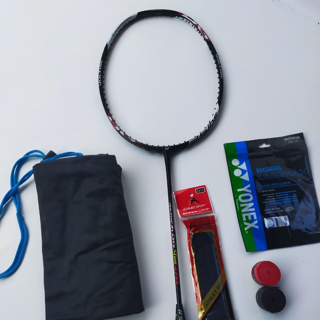 RAKET BADMINTON YONEX VOLTRIC 21DG PAKET LENGKAP SIAP PAKAI BONUS TAS DAN GRIF NYA
