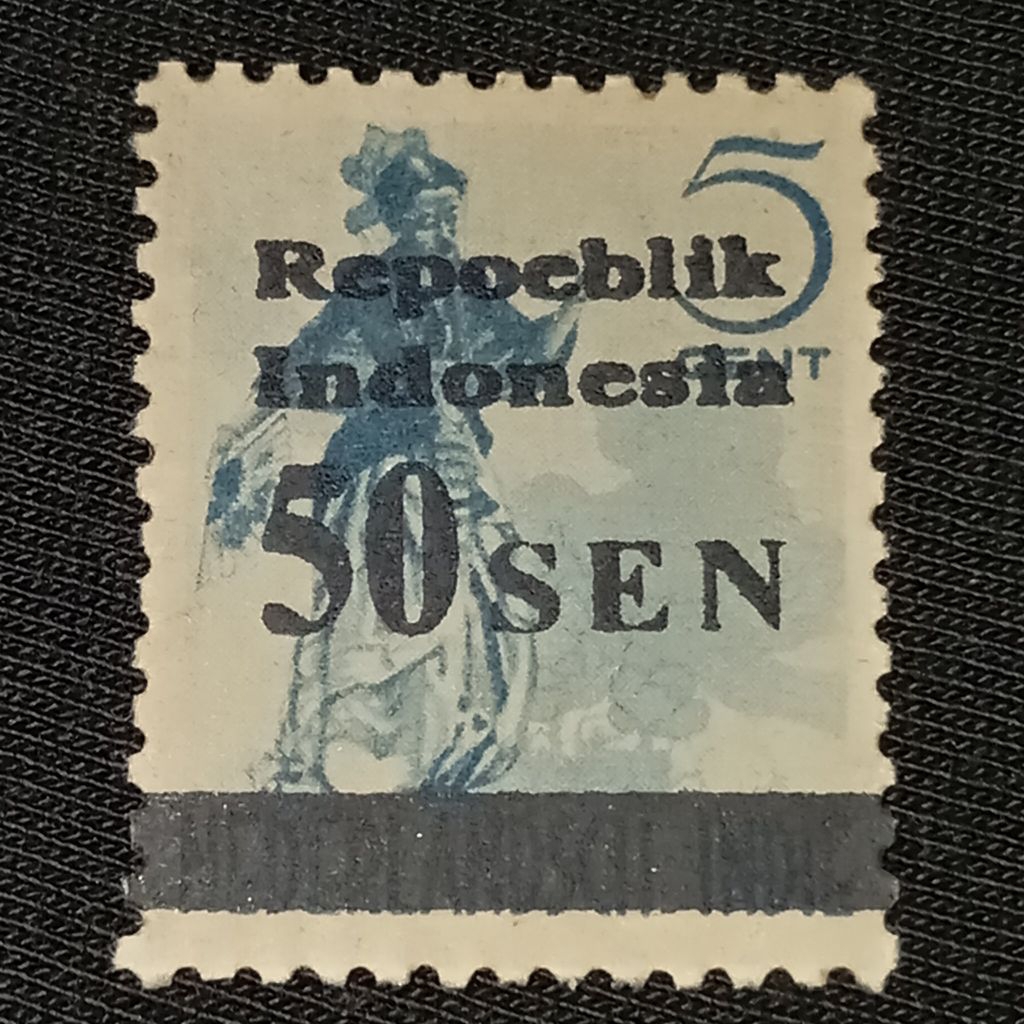 Prangko Cetak Tindih Langka 50 Sen Repoeblik Indonesia
