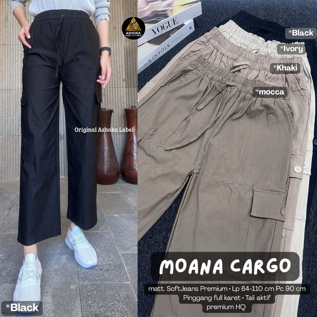 (CELANA PANJANG WANITA CARGO&BASIC) MOANA CARGO PANT  //  LUNA BASIC PANT by ASHOKA LABEL