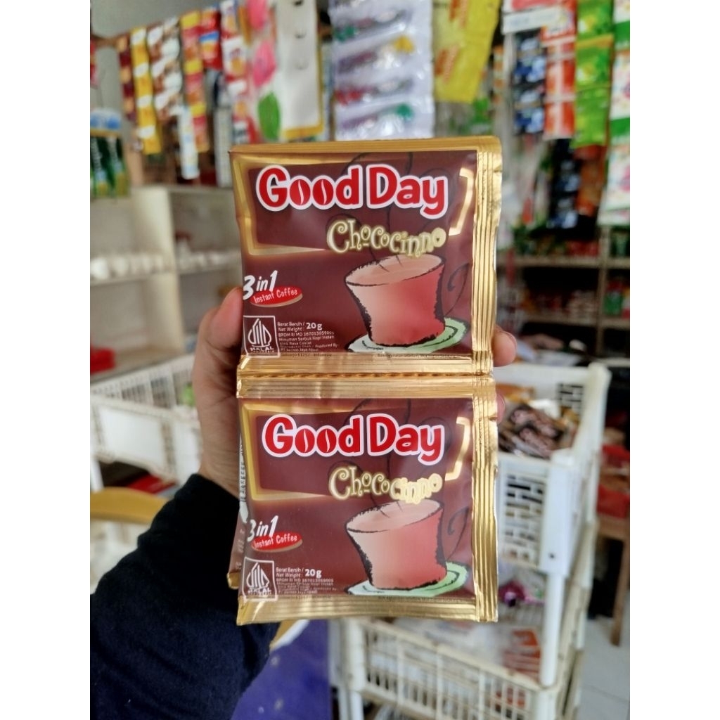 

Kopi Saset Good day chococinno 1 renteng isi 10 pcs
