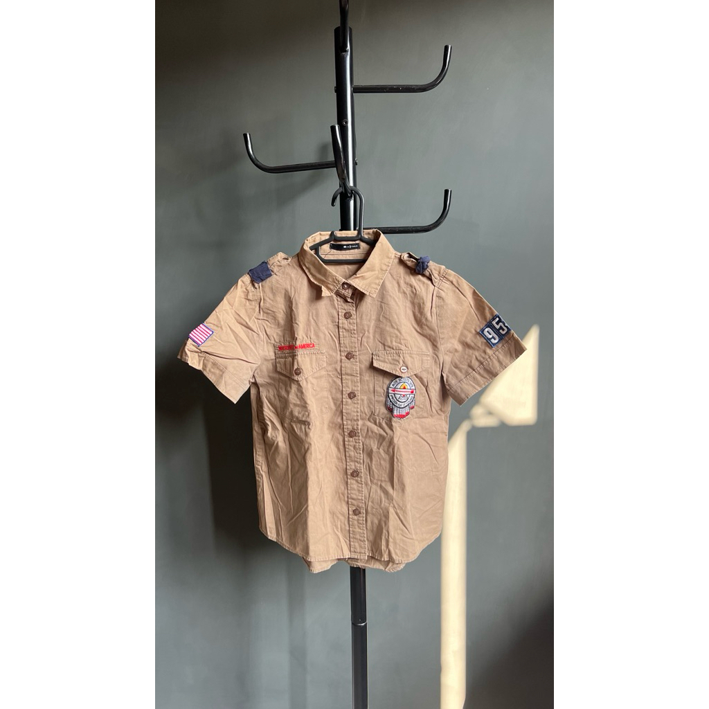 Kemeja Safari Wanita Top Atasan Denim Katun Kerah Safari Army Hijau Sage Green Top Duma Bonbarrel Th