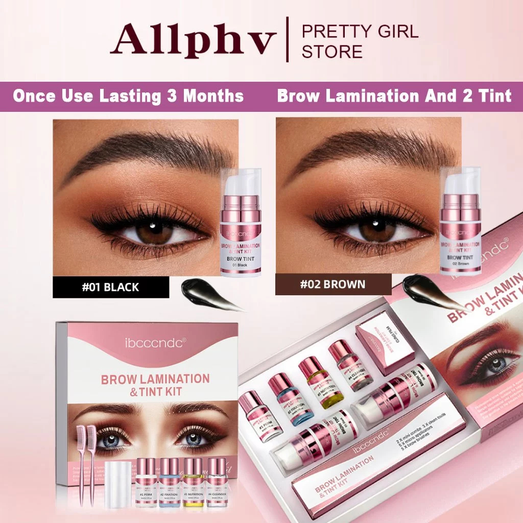 Allphv Brow Lamination And Tint Paket - Brow lift /Brow Bomber Kit - 2 botol Tint Hitam Dan Coklat