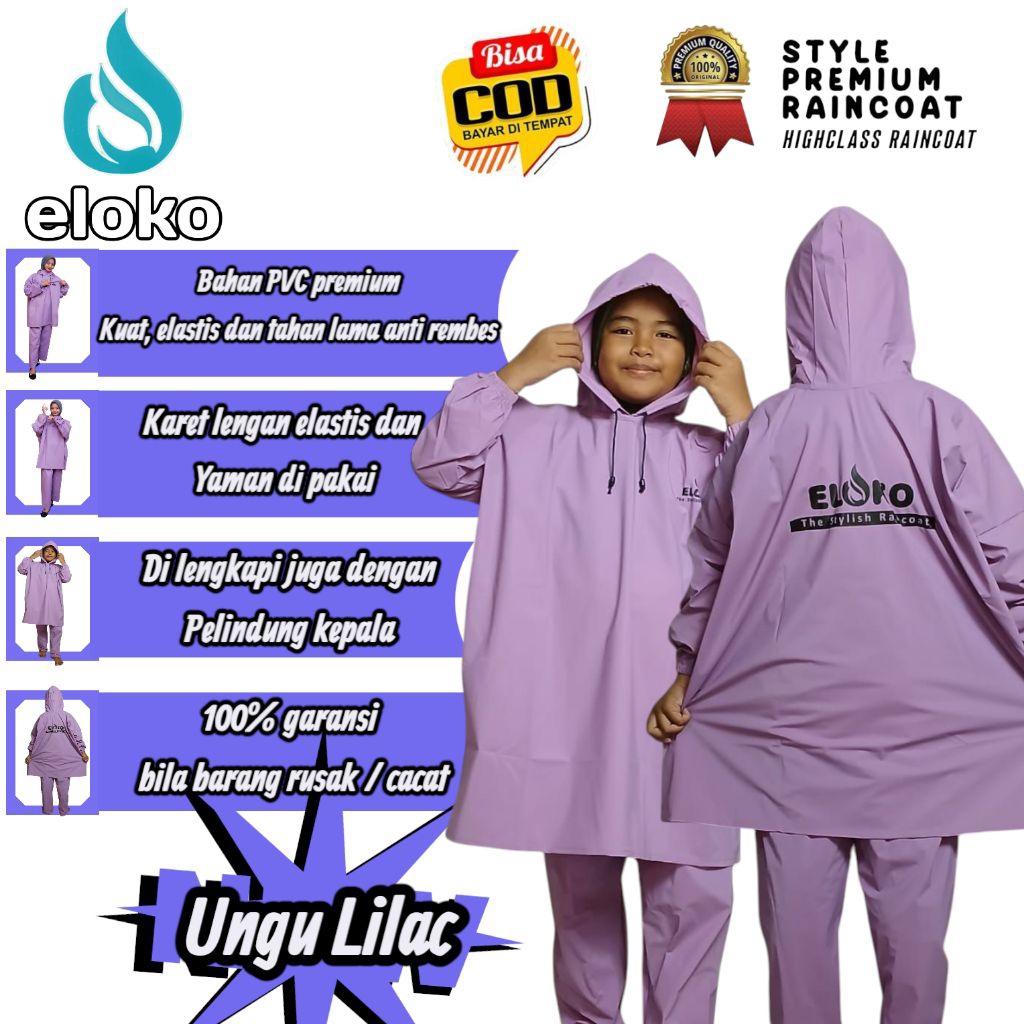 jas hujan setelan Ponco anak usia 7-12 thn