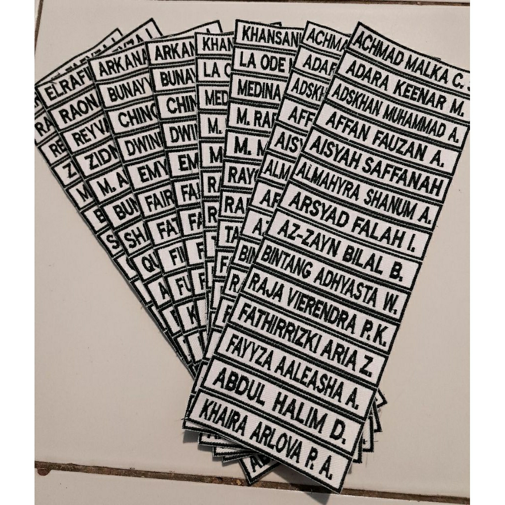 Bordir Nama Seragam Sekolah, Papan Nama, Bet Nama