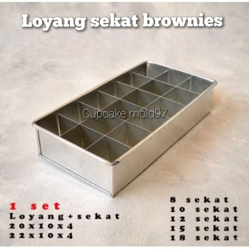 Loyang brownies sekat 20x10 - 22x10 - 15x10 cm Cetakan brownies Loyang sekat brownies
