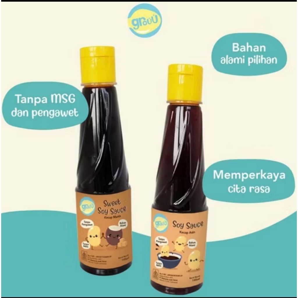 

GROUU 145ml Soy Sauce Kecap Asin Manis Sweet Cooking MPASI Bayi Anak Bumbu