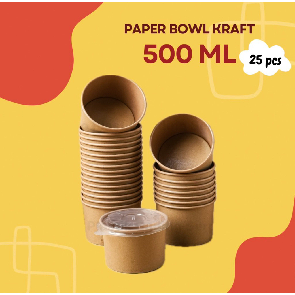 PAPER BOWL KRAF 500 ML [25 pcs]