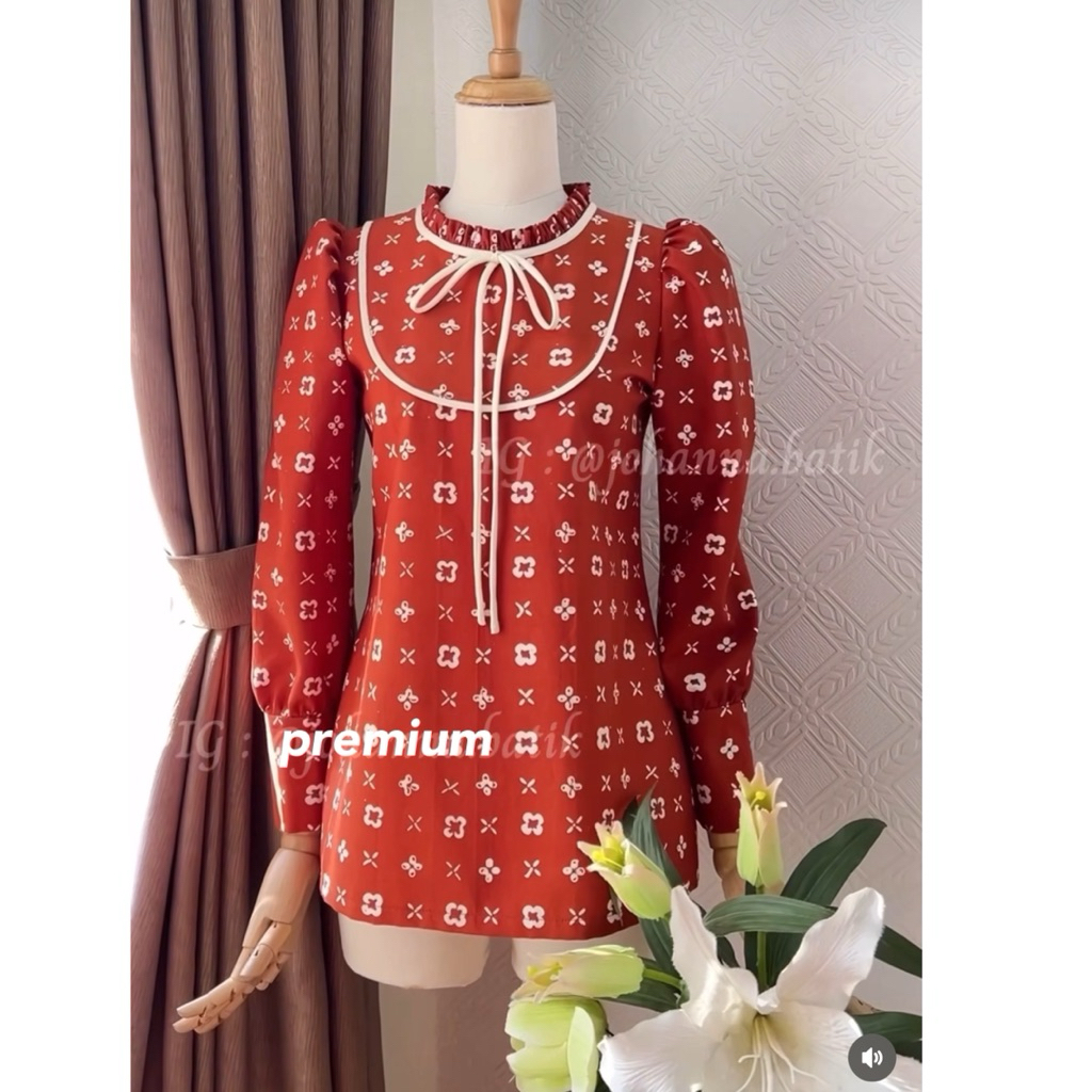 Atasan Batik Cirebon Bahan Katun | Atasan Blouse batik wanita kerja fashion