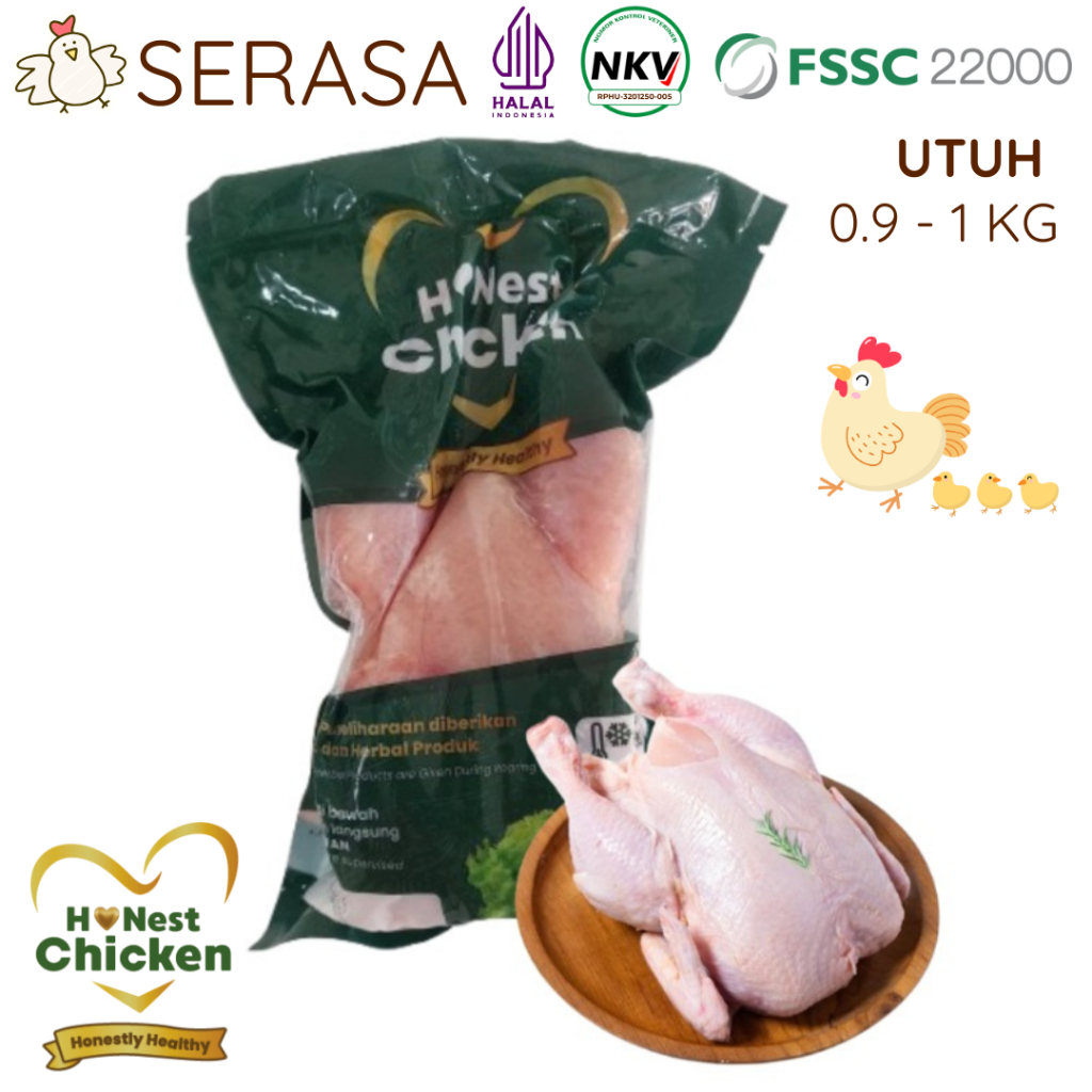 

HONEST CHICKEN DAGING AYAM PROBIOTIK AYAM KARKAS UTUH HALAL NKV 900 GR - 1000 GR