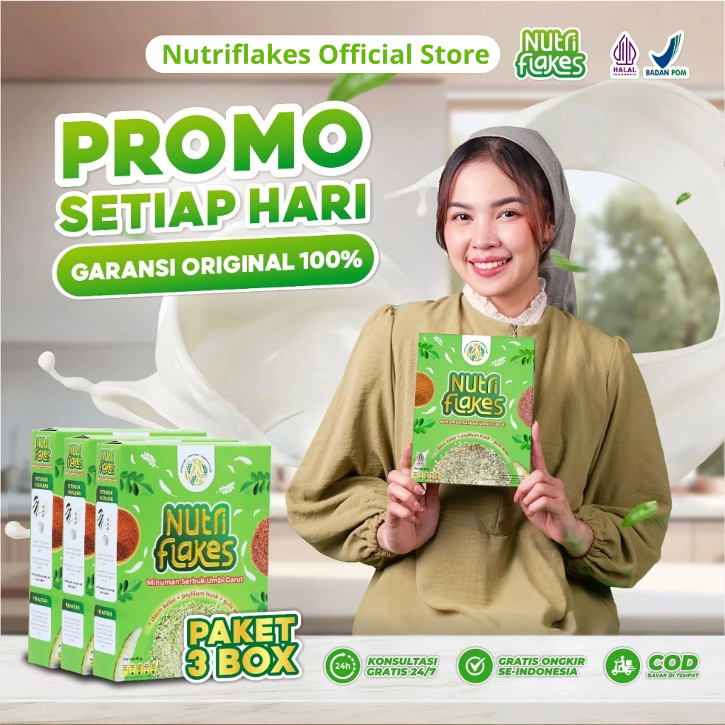 

Paket 3 Nutriflakes SuperFood Original Sereal Umbi Garut Solusi Atasi Asam Lambung, Maag & Gerd