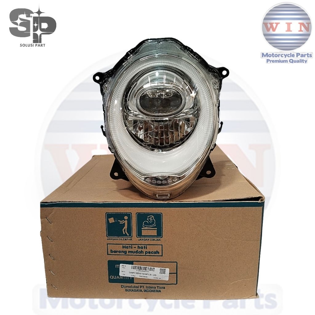 REFLEKTOR LAMPU DEPAN HEAD LAMP SCOOPY PRESTIGE LED 2020-2023 LED KULIATAS ORIGINAL - MERK WIN