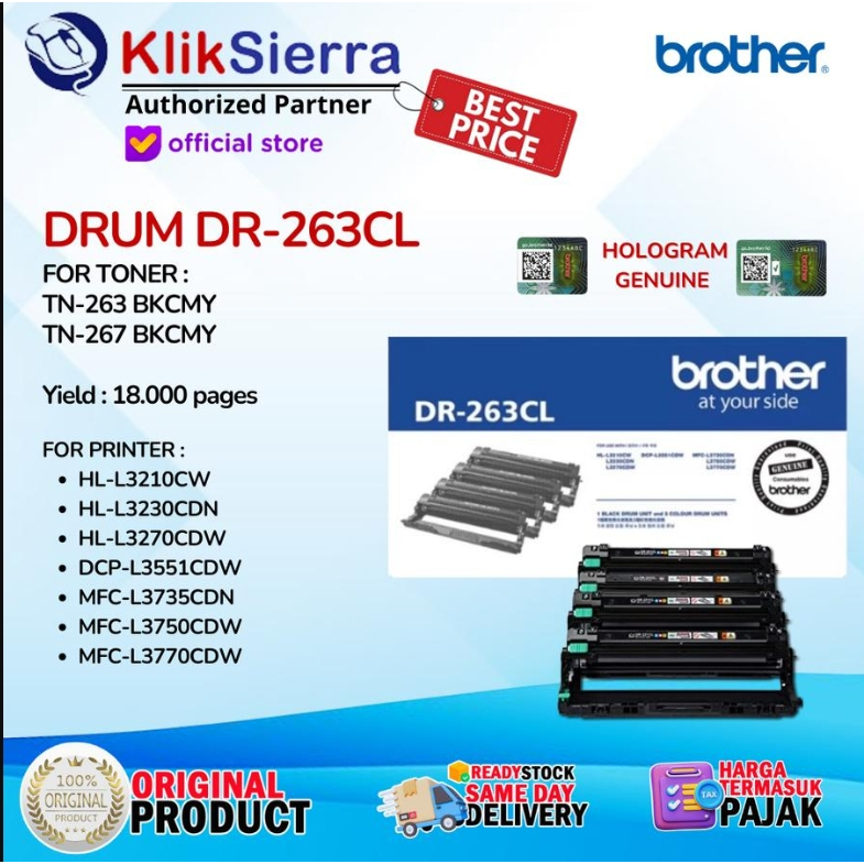 BROTHER DRUM DR-263CL | DR263CL | DR263 - 1SET DRUM ORIGINAL For TONER TN263 | TN267 BKCMY