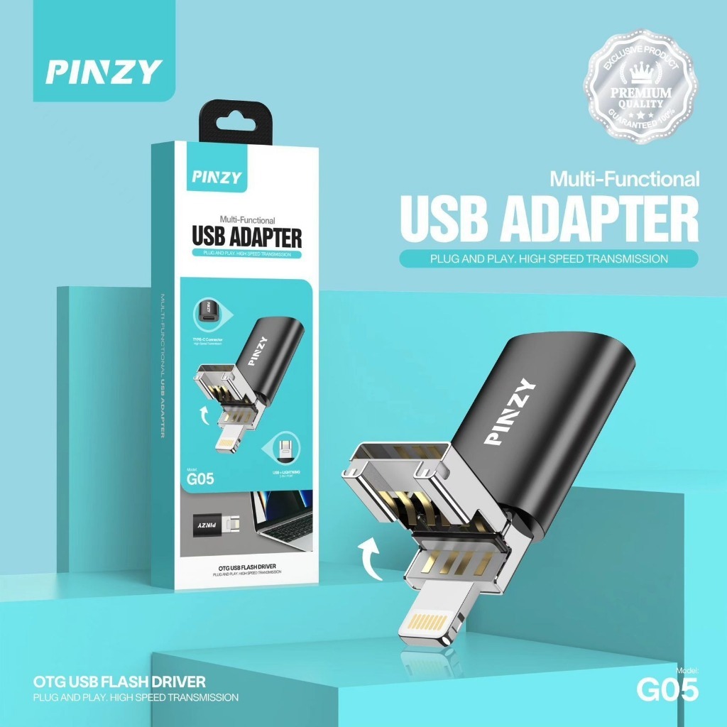 OTG PINZY G05 DUAL USB A AND LIGHTNING OTG MULTI FUNGSIONAL