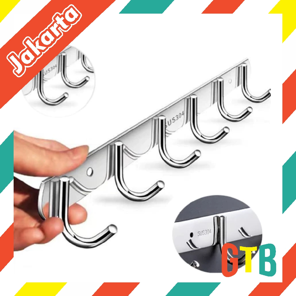 GTB Kapstok Stainless Steel Anti Karat / Gantungan Baju Hook Kait Kamar Mandi R1294