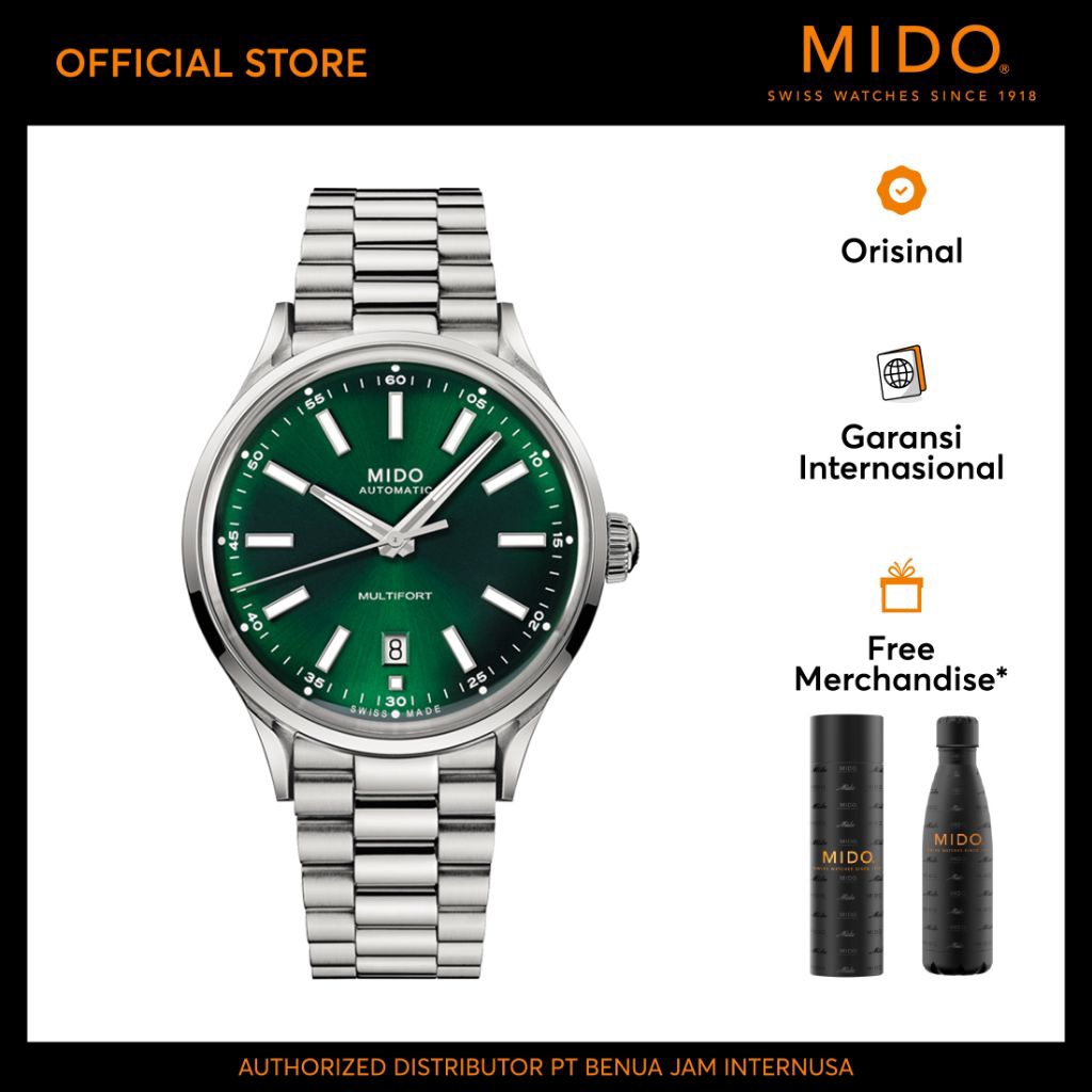 MIDO M0404071109100 Multifort Powerwind Patrimony Green Dial