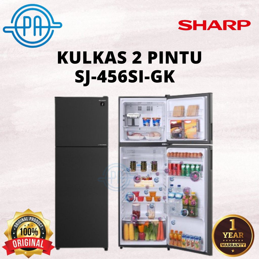 SHARP KULKAS 2 PINTU SJ-456SI-GK  / SJ 456SI GK  LEMARI ES SJ 456 SI GK ORIGINAL