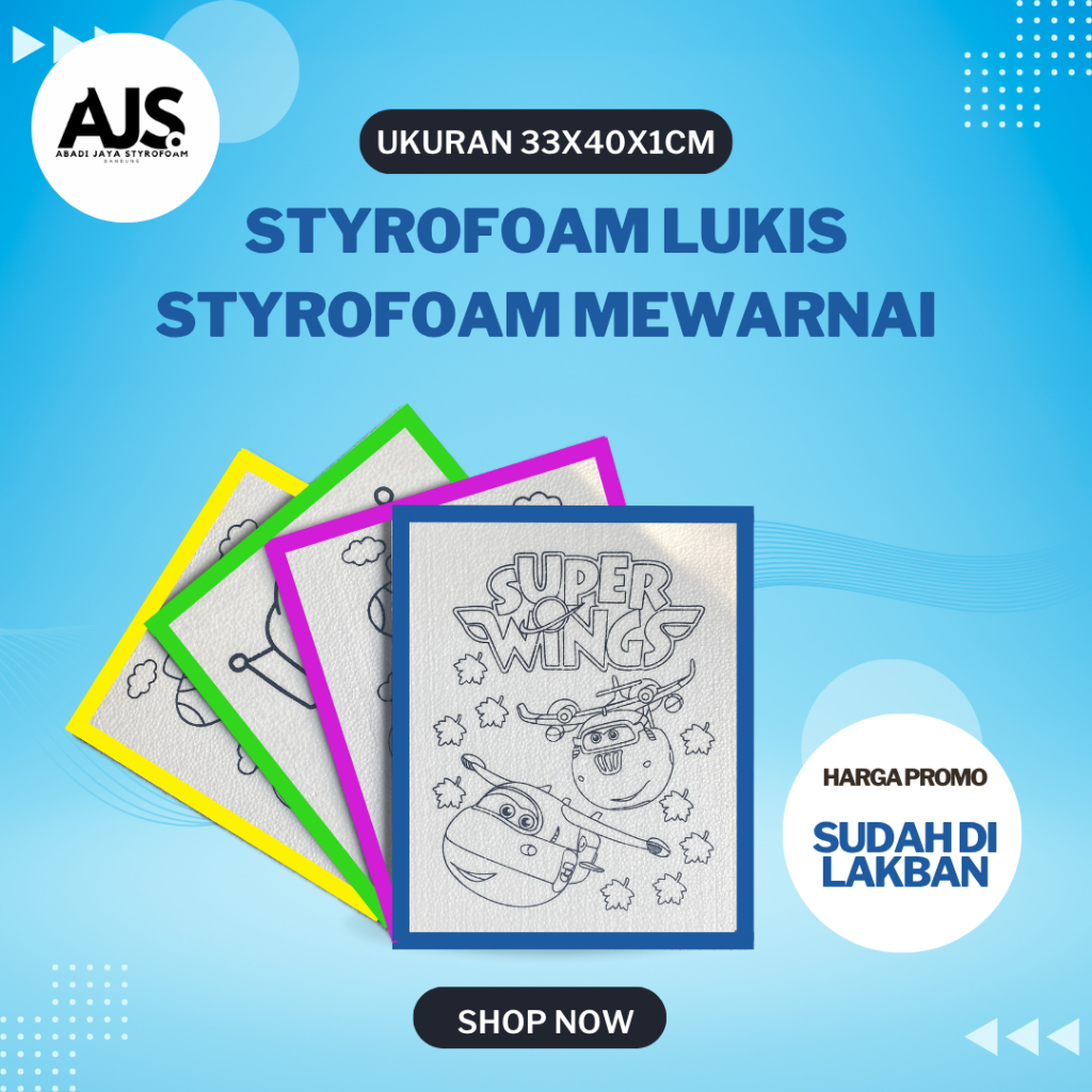 

styrofoam lukis | styrofoam mewarnai | ukuran 33x40x1cm | sudah lakban