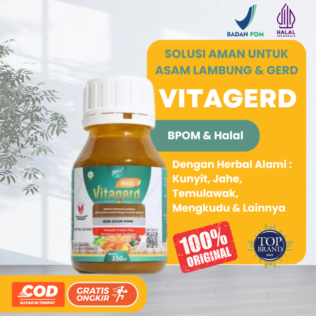 

Madu Vitagerd Herbal Original Obat Gerd Asam Lambung Maag Sakit Kepala Original Halal BPOM 350gr