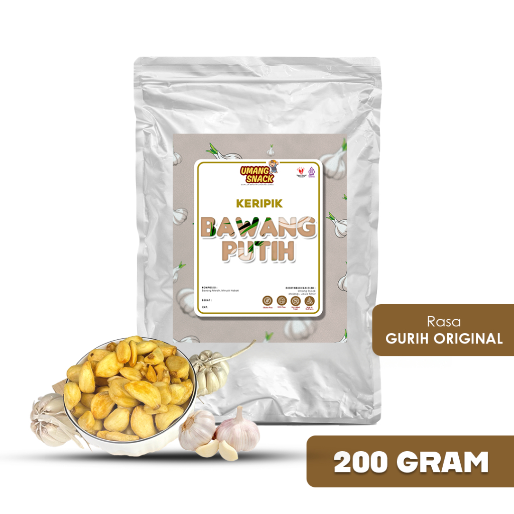 

LANGSUNG KIRIM !! Keripik Bawang Putih Kemasan Alumunium Foil 200 GRAM Murah Njajansehat