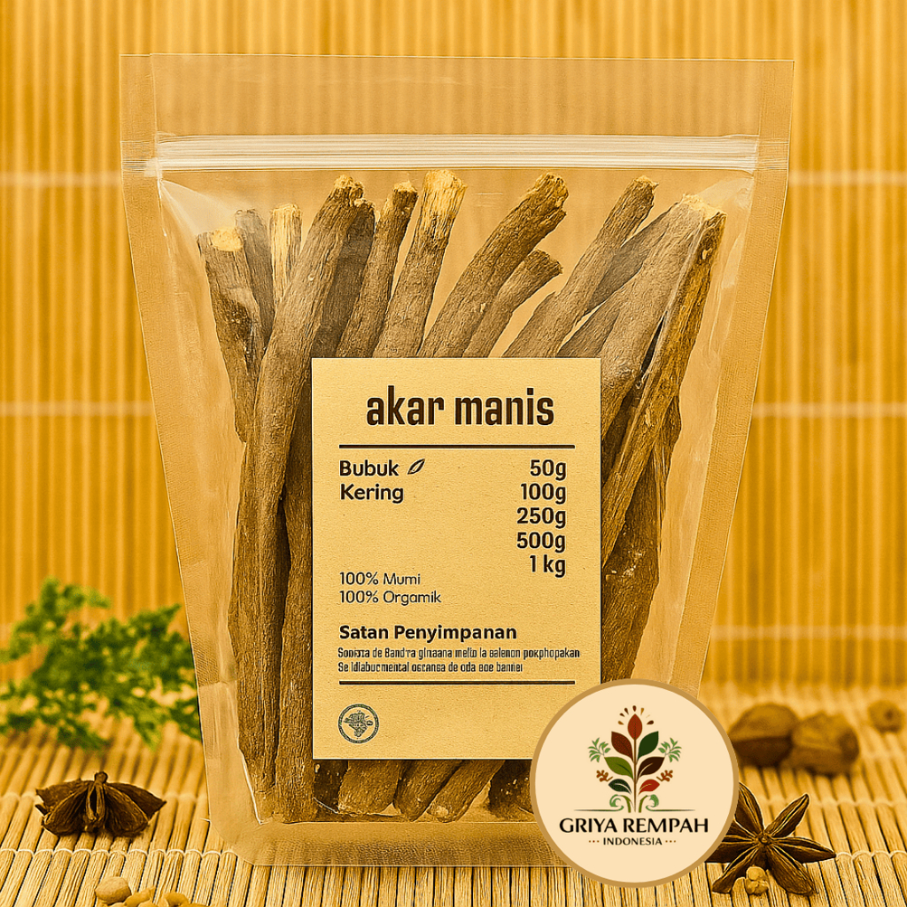 

AKAR MANIS KERING 50 GRAM 100% Murni – Kayu Legi Ramuan Rempah Herbal Solusi Herbal untuk Imunitas & Pencernaan Sehat Simplisia Glycyrrhiza glabra