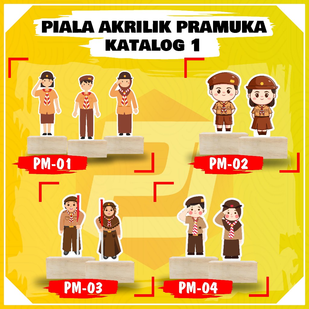 [COD] PIALA AKRILIK PRAMUKA STIKER TEMPEL DEPAN TATAKAN KAYU MINIMAL ORDER 4 PCS| PIALA AKRILIK MURA