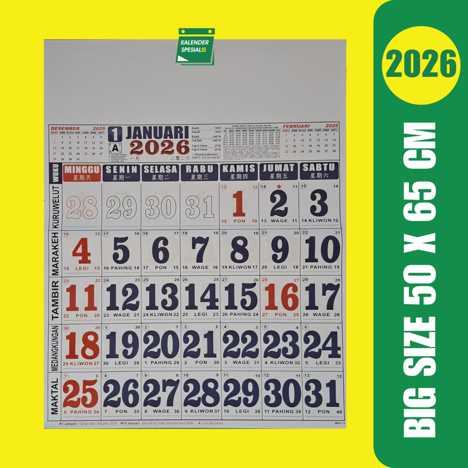 

PROMO KALENDER DINDING SUPER JUMBO 50 CM x 64 CM TERMURAH EDISI TERBARU