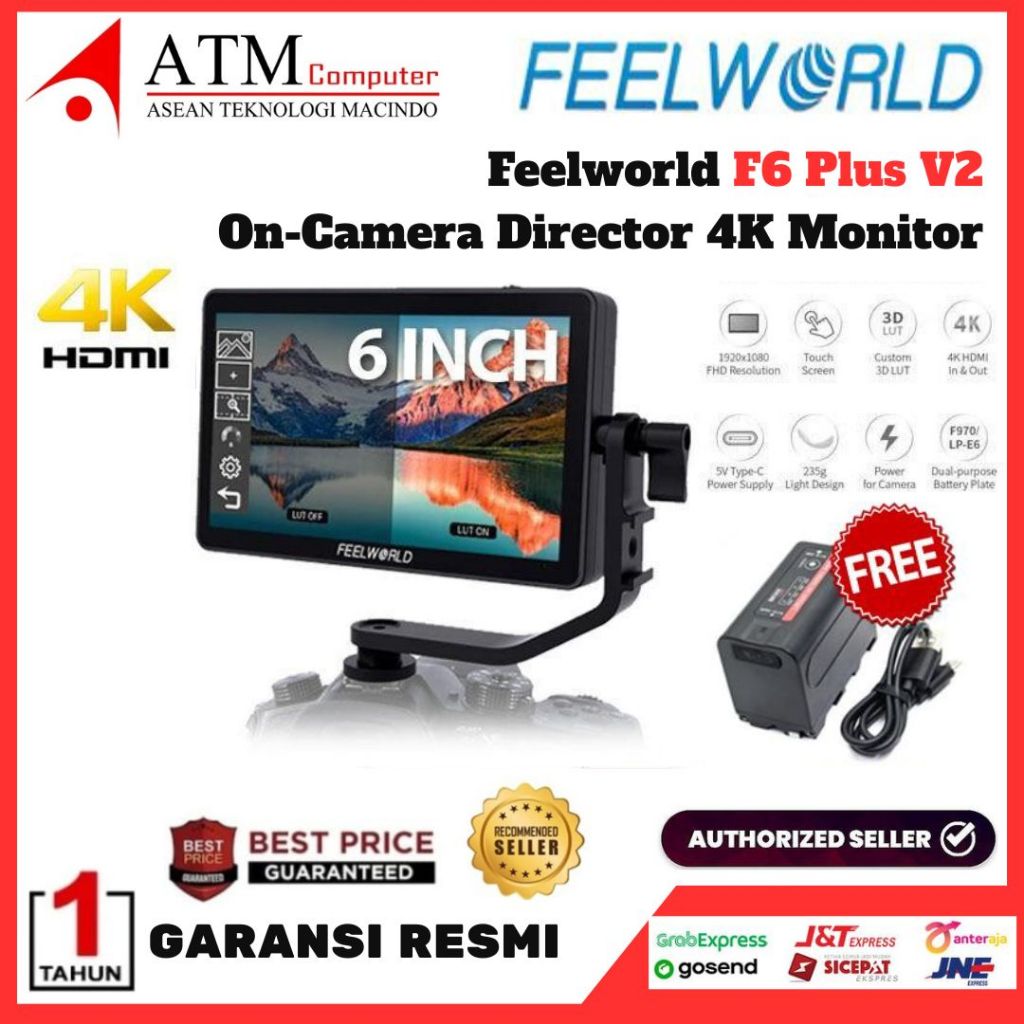 External Camera Monitor FeelWorld F6 Plus V2 6" IPS FHD Garansi Resmi