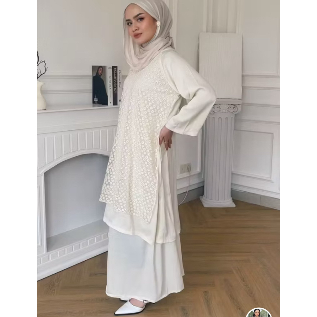Zéa - Fiona - Tunik Satin Brukat Lebaran Kondangan