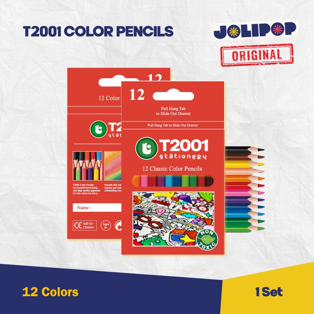 

1 Set / 12 Warna Color Pencil T2001 / Pensil Warna 12 Warna / Pensil Warna Grosir