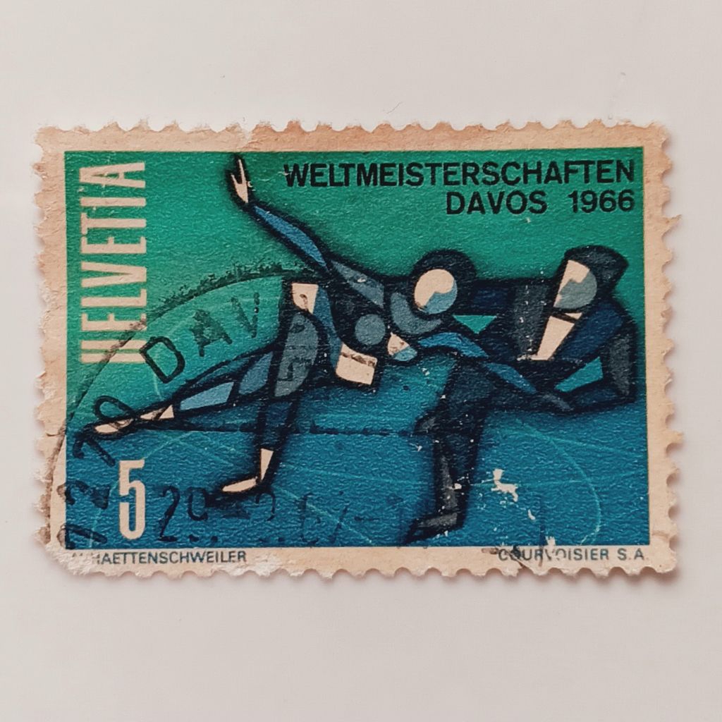 

(AA) Perangko Swiss 1965 World Championships Ice-figure-skating - Couple Ice Figure-skating 5 centime Used