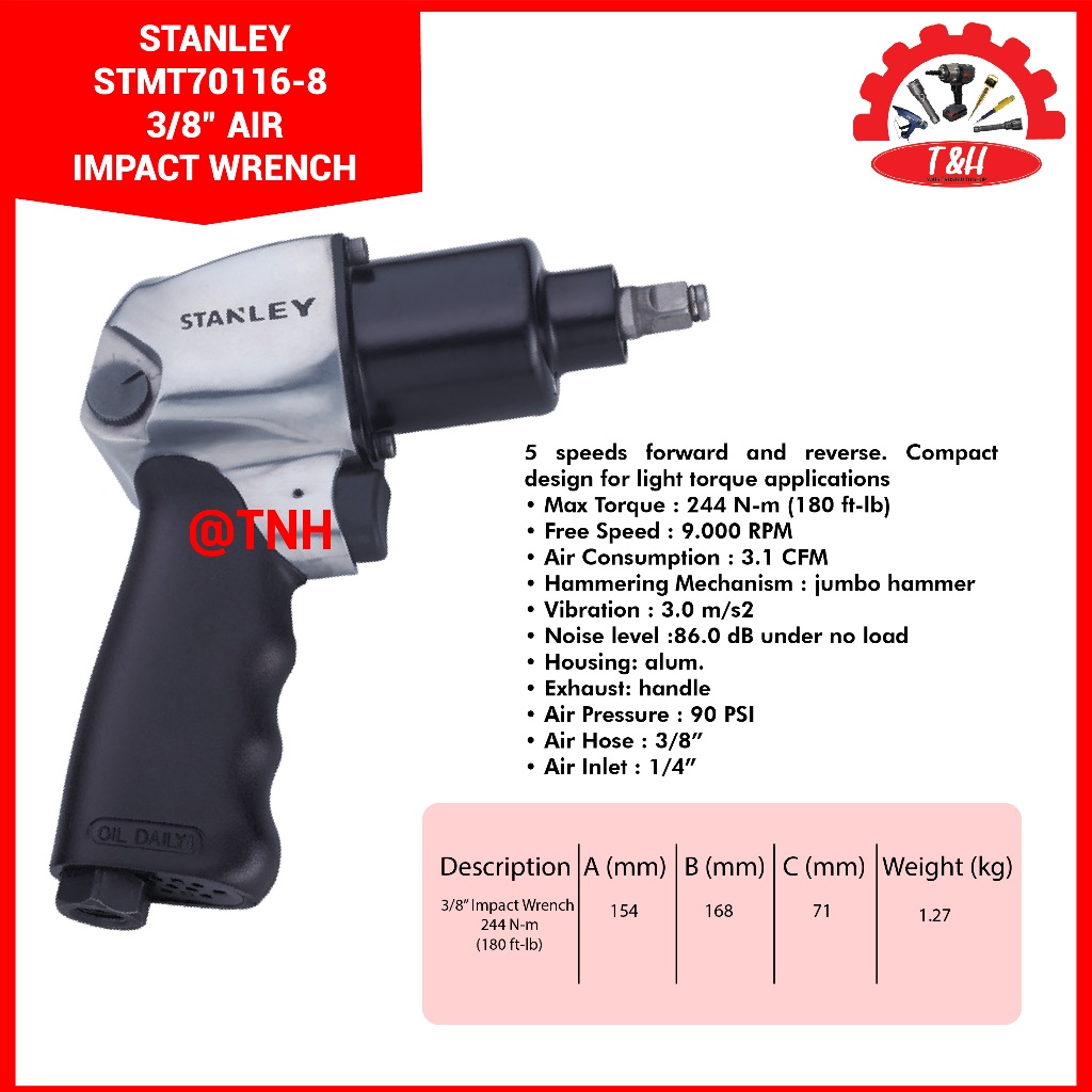 STANLEY Air Impact Wrench / STMT70116 8 Size 3/8”