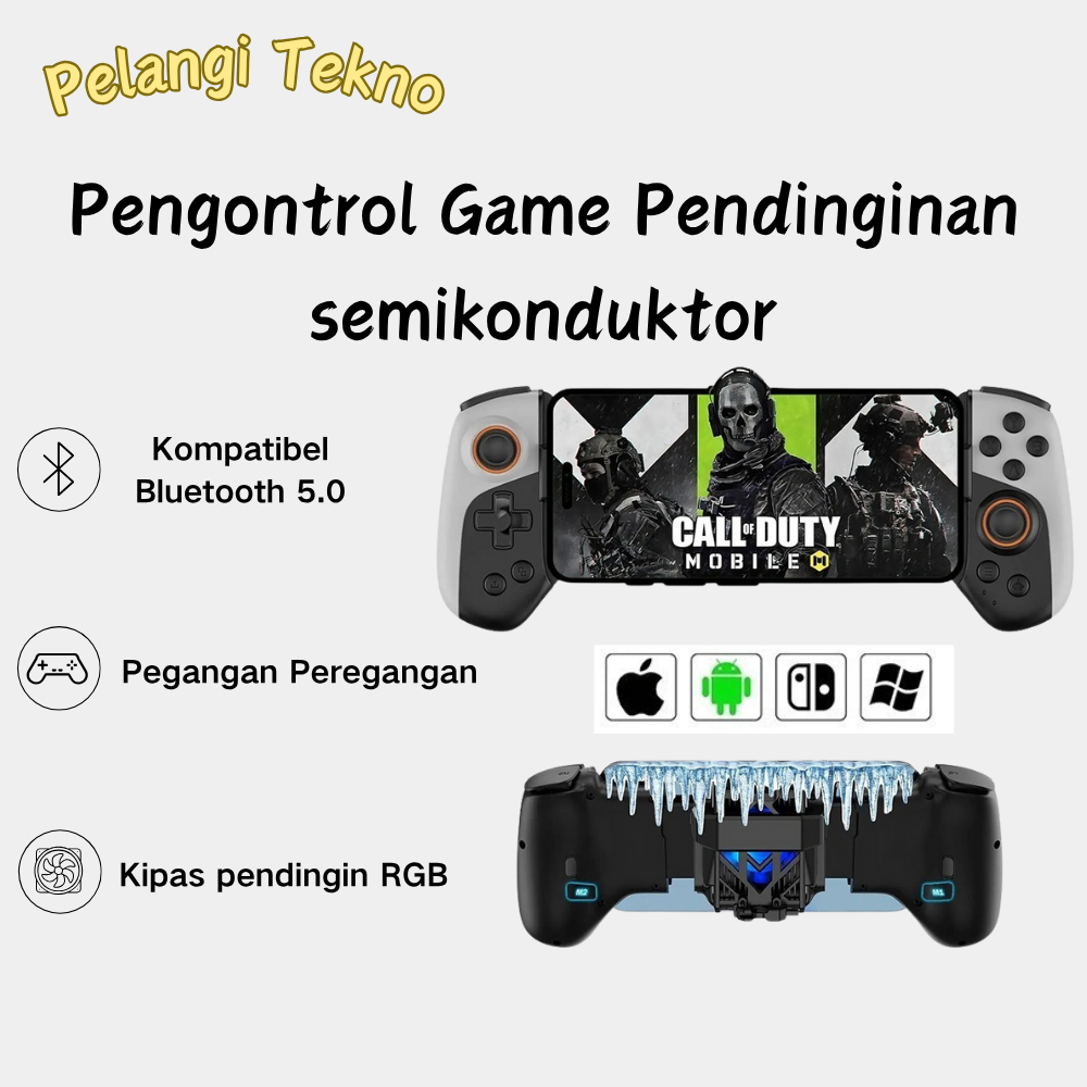 b_Pelangi Tekno Mobile Gamepad Pendinginan Semikonduktor RGB Fan 4000rpm Turbo Control untuk PUBG Ge