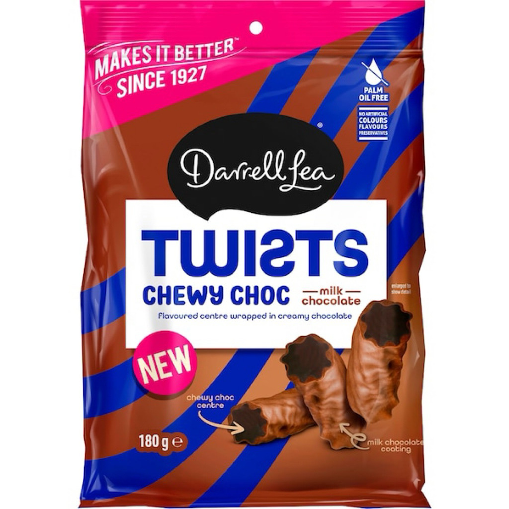 

Darrell Lea Chewy Choc Twists Milk Chocolate 180g - Australia