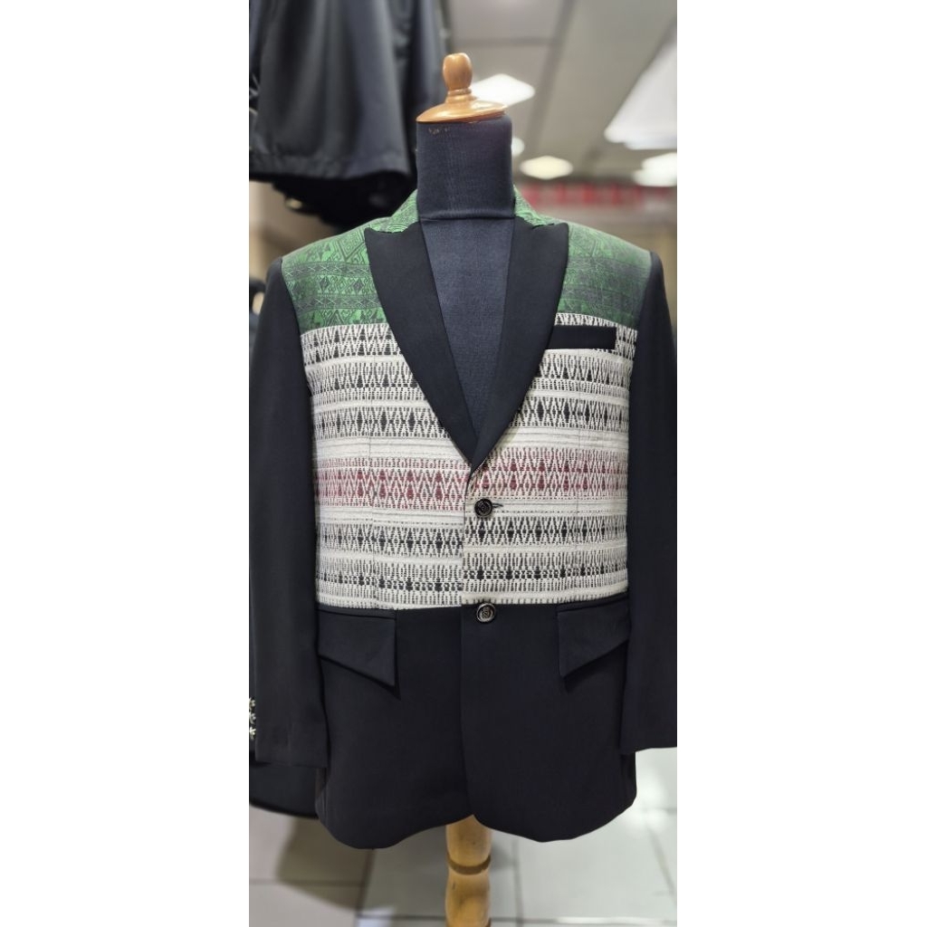 Setelan Jas Jetblack Doff Kombinasi Ulos Ragi Hidup (Free Cover Jas)  ⚠️BACA DESKRIPSI PRODUK⚠️