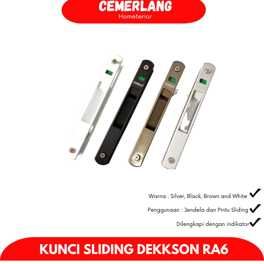 Kunci Pintu Sliding / Geser RA6 Mikota Dekson / Dekkson Handle Tanam Pintu Aluminium Kaca