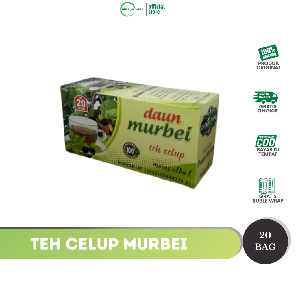 

TEH CELUP MURBEI ORIGINAL – teh herbal penurun gula darah | super prima | teh celup alami | bantu kontrol diabetes | 100% original & halal | isi 20 kantong celup | bisa cod