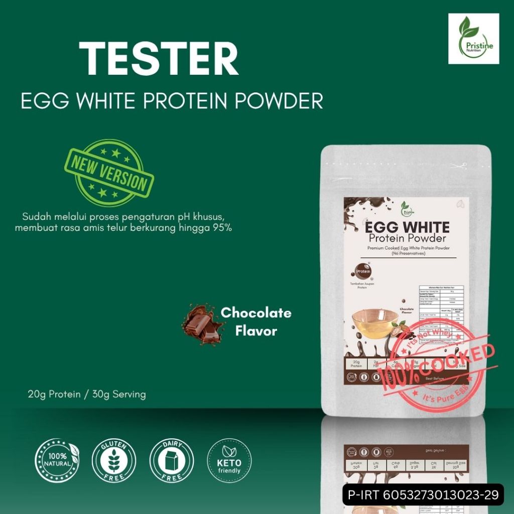 

TESTER Protein Putih Telur Egg White Protein Powder Coklat Pristine Nutrition
