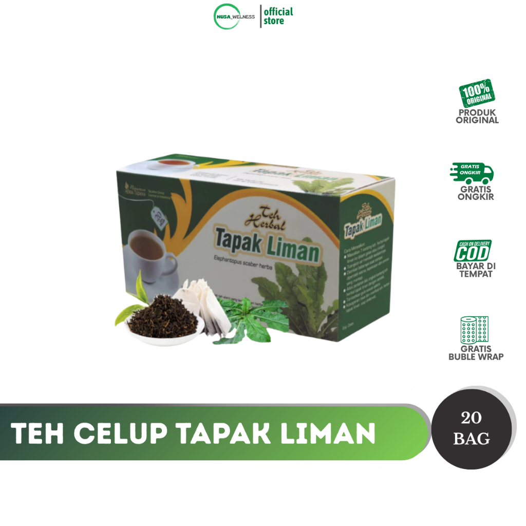 

TEH CELUP DAUN TAPAK LIMAN – Herbal Tea 20 Kantong | bantu atasi masalah liver | lancarkan pencernaan | minuman kesehatan alami | original 100% | bisa COD