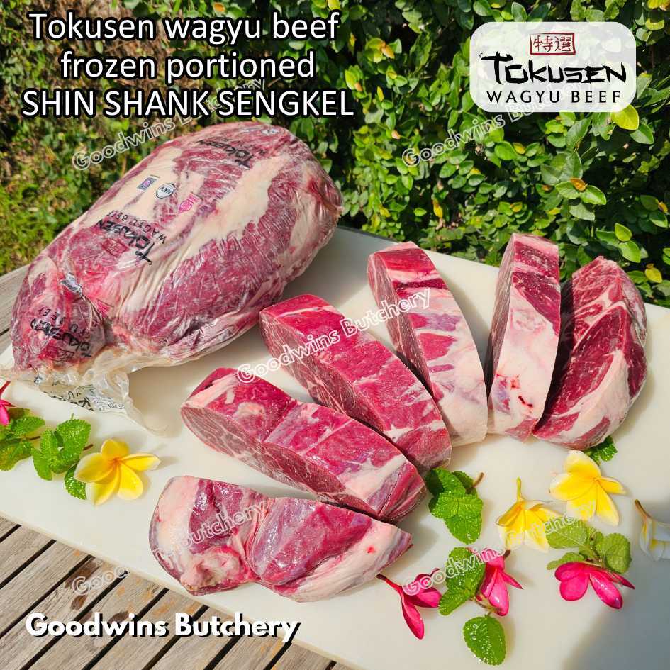 

Beef SENGKEL SHIN SHANK Wagyu Tokusen marbling MBS-5 aged frozen daging sengkel sapi