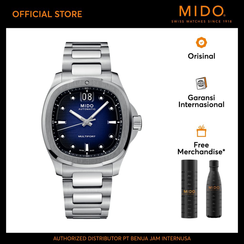 MIDO M0495261104100 Multifort TV Big Date Blue Dial Stainless Steel Strap