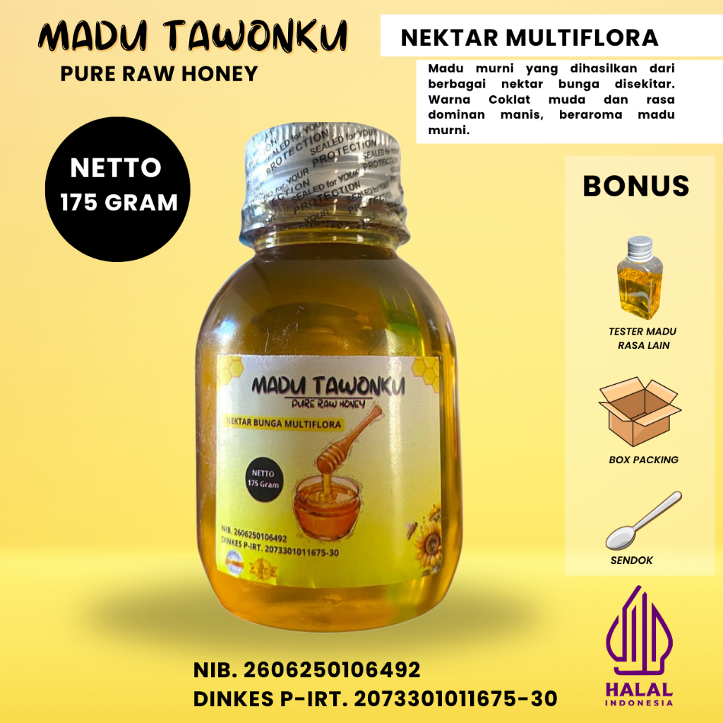 

Madu Asli 100% Asli Nektar Bunga Multiflora 175 Gram Resmi Bersertifikat P-IRT