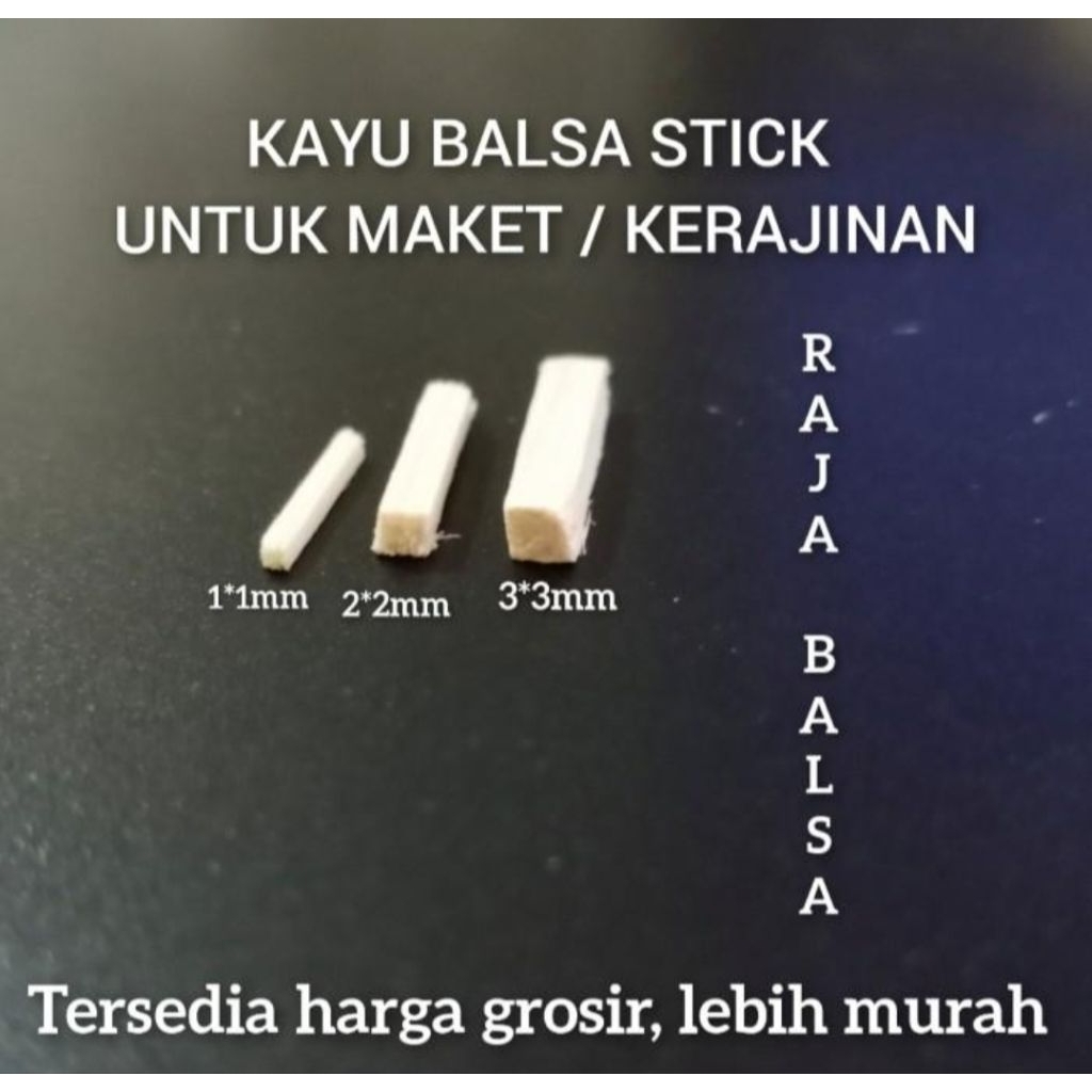 Kayu balsa stick 1mm x 1mm x 50 cm balsa stick kayu maket